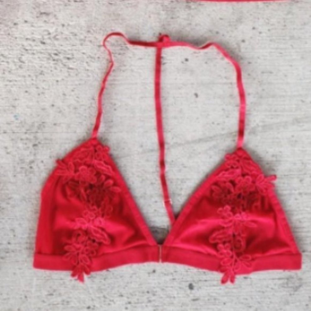 Embroidery‎ Floral Print Bralette